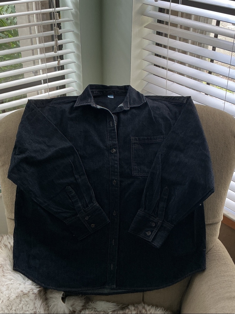 Heavy Dark Denim Button-Up Shirt